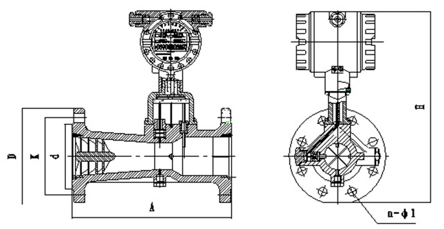 天然氣旋進(jìn)旋渦流量計(jì)外形圖